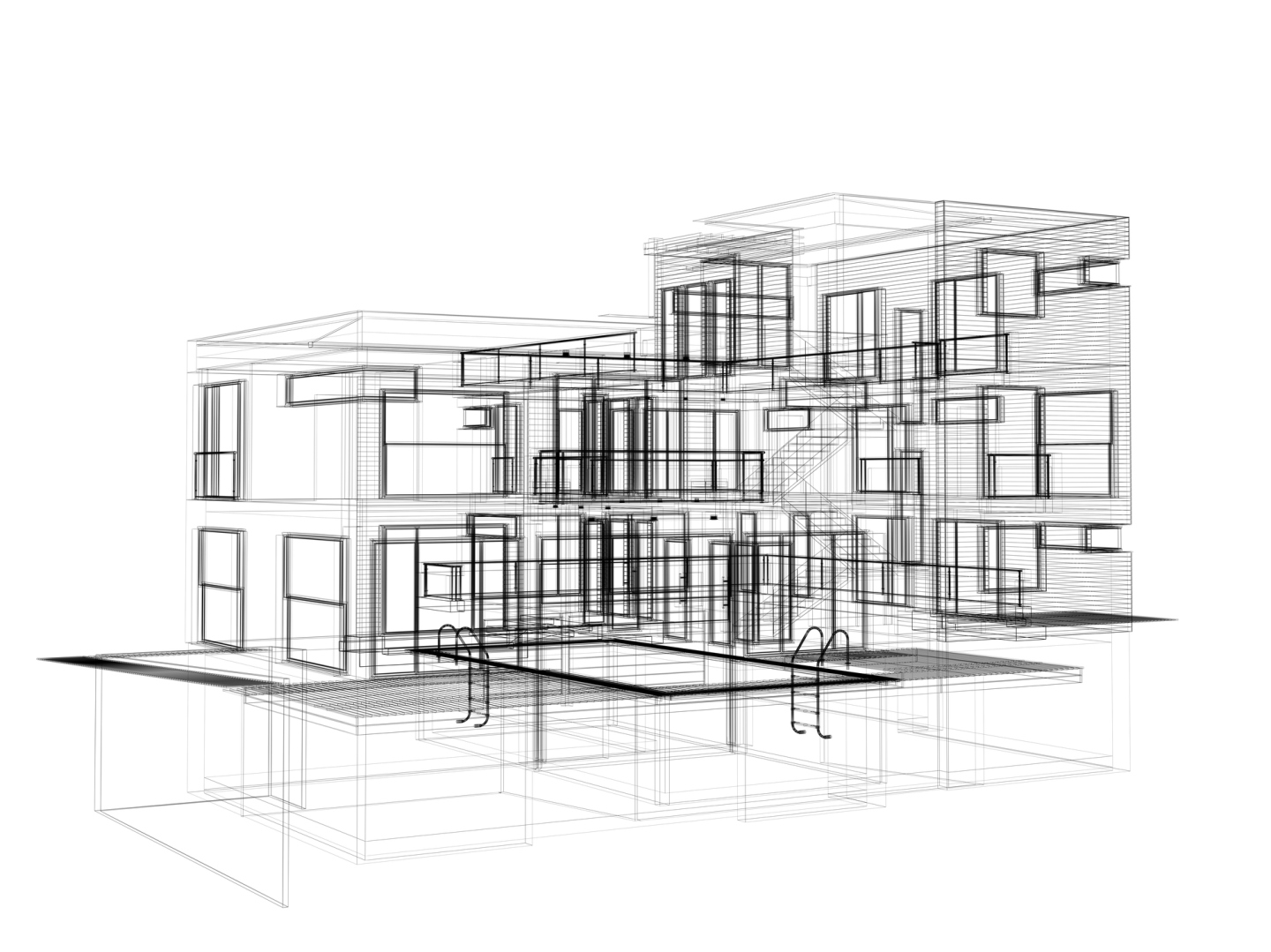 3D Sketch architecture abstract house